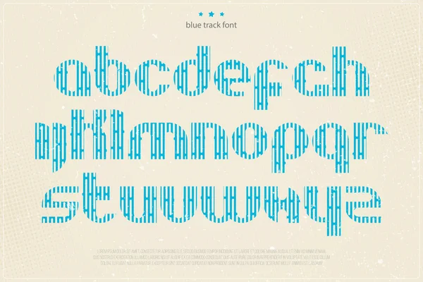 Set van blauwe Impressum stijl alfabet letters op grunge papier textuur. vector lettertype ontwerp. moderne, gedurfde belettering iconen. Vintage poster tekst typografie. alfabetische volgorde van de track lettertype sjabloon — Stockvector