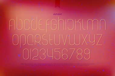 Modern Alfabe harf ve sayı. vektör yazı tipi türü tasarımı. ince çizgi yazı simgeler. çağdaş, yüksek dizgi. ışık yazı şablonu