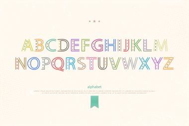 Stil alfabesi harfleri kağıt doku karikatür. vektör yazı tipi türü tasarımı. dekoratif yazı sembolü. dizgi renkli, dekoratif. etnik yazı şablonu