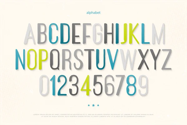 현대 알파벳 문자와 숫자. 벡터 글꼴 유형 디자인입니다. 손으로 그린 글자 아이콘입니다. 현대, 높은 조판. 일반 서체 템플릿 — 스톡 벡터