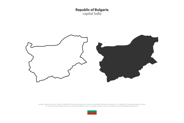 Mappa della Repubblica di Bulgaria e bandiera ufficiale isolate su sfondo bianco. vettore bulgaro mappa politica illustrazione. Modello di banner geografico dello Stato europeo. mappa dei viaggi e dei concetti di business — Vettoriale Stock