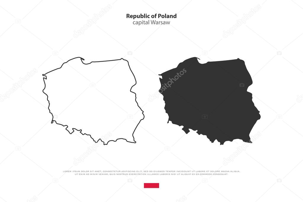 Republic of Poland isolated map and official flag icons. vector Polish political maps icons. Central Europe country geographic banner template
