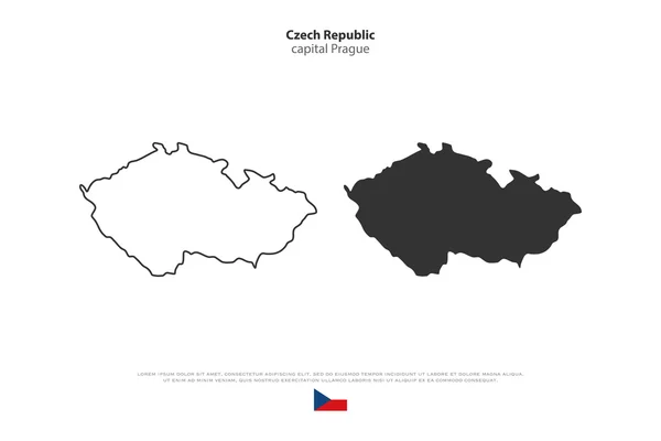 Mappa isolata della Repubblica Ceca e icone ufficiali della bandiera. vettore ceco mappe politiche illustrazione. Modello di banner geografico per paese europeo. mappe di viaggio e di business — Vettoriale Stock