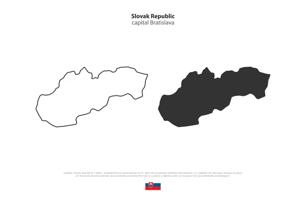Szlovák Köztársaság izolált Térkép és a hivatalos zászló ikonok. vektor szlovák politikai térképek illusztráció. Európai ország földrajzi banner sablon. utazási és üzleti koncepció — Stock Vector