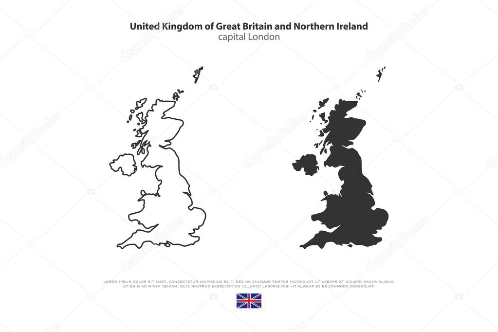 United Kingdom of Great Britain and Northern Ireland map and official flag icons. vector British political maps icon. Europe geographic banner template. business concept maps