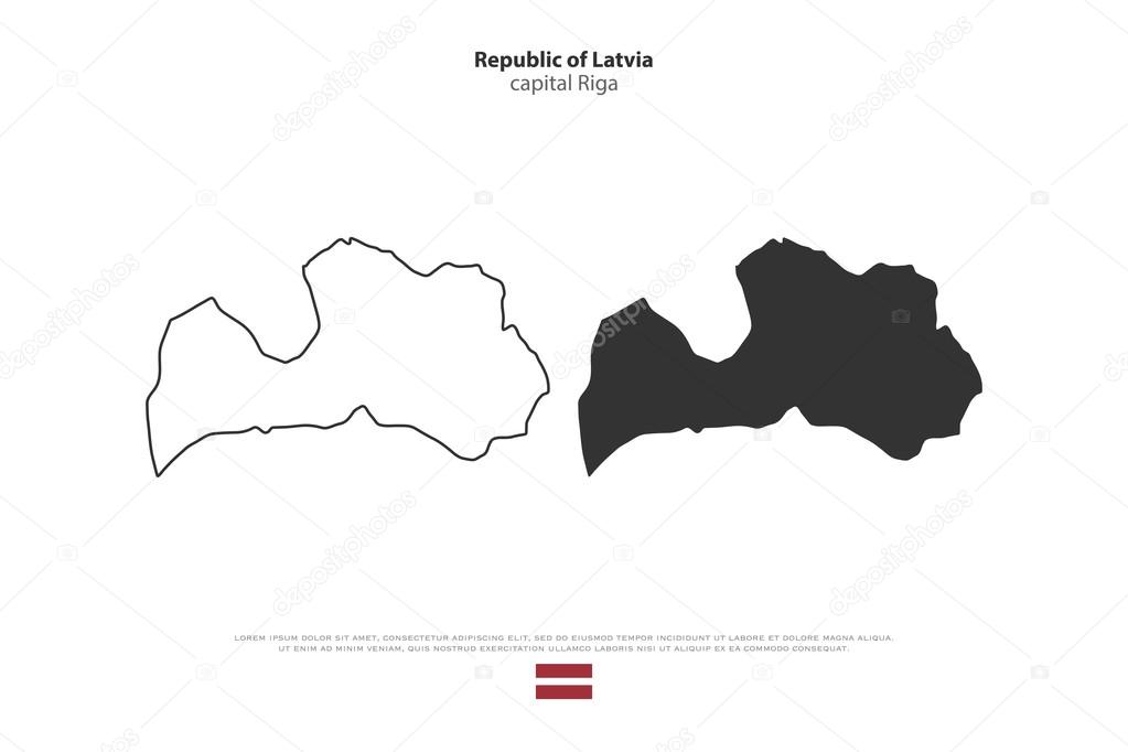 Carte Isolée De La République De Lettonie Et Icônes