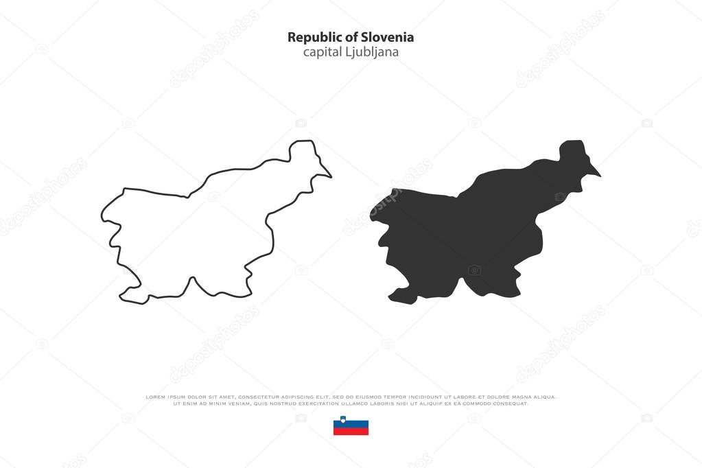 Republic of Slovenia isolated map and official flag icons. vector Slovene political maps over white background. European country geographic banner template