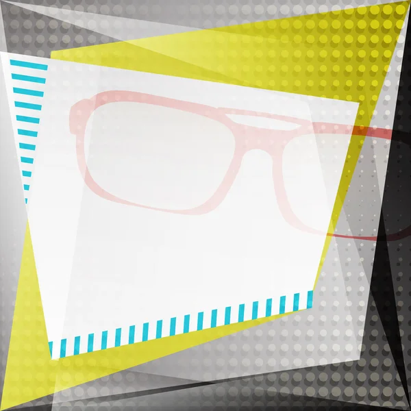 Abstracte achtergrond met zonnebril en papier textuur en wit frame. vector mode, creatief ontwerp — Stockvector
