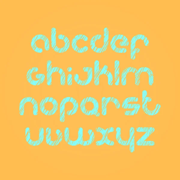 Set alphabet, kras, ronde letters geïsoleerd op oranje achtergrond. vector lettertype typeontwerp — Stockvector