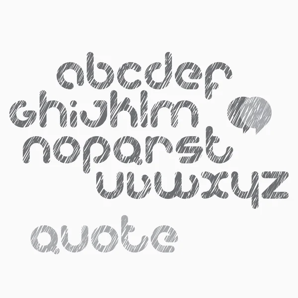 Sada abeceda, poškrábání, kulaté dopisy izolovaných na bílém pozadí. vektorové písmo typ konstrukce — Stockový vektor