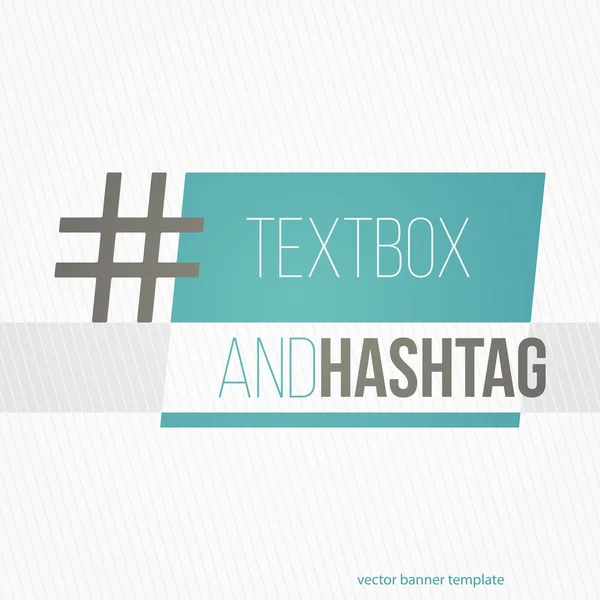 Caixa de texto e hashtag. símbolo de promoção de mídia social. design de banner vetorial — Vetor de Stock