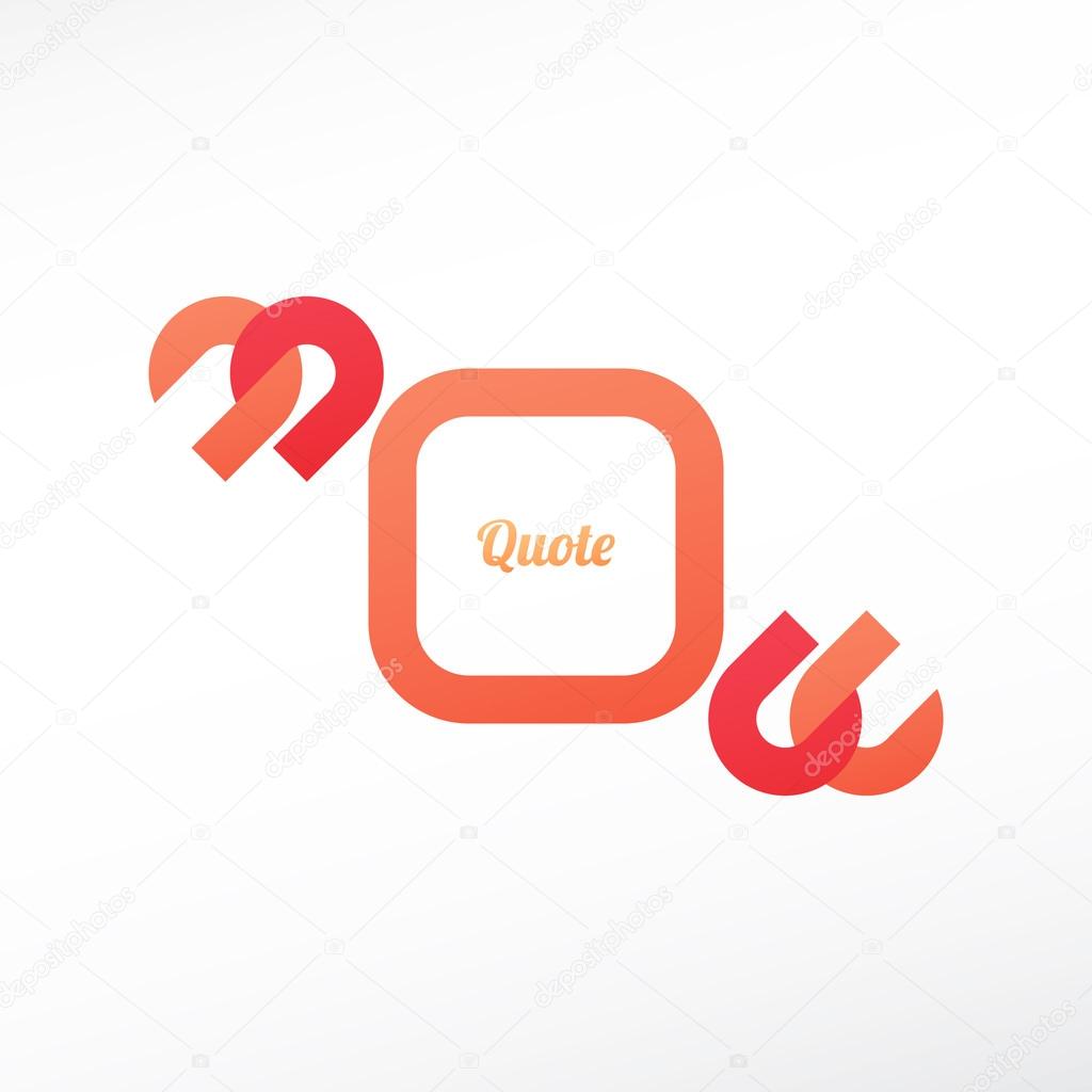 Quotation marks symbol and speech bubble isolated on white background. vector text box design