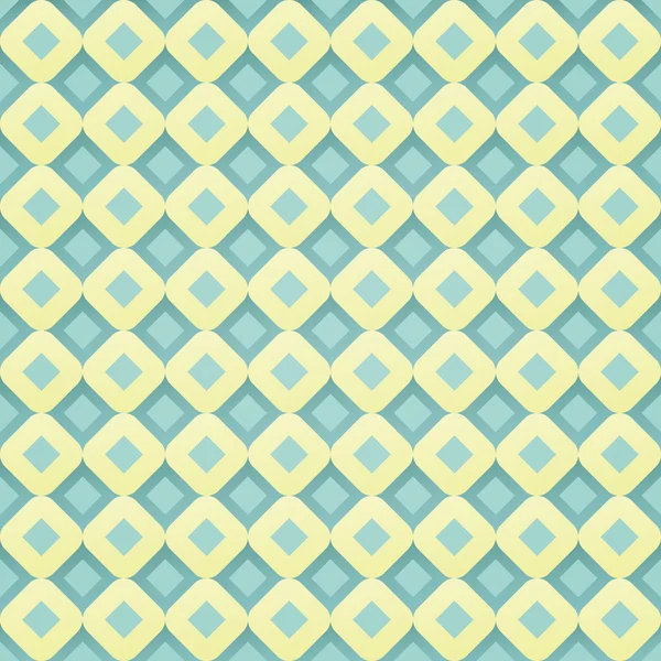Nahtloses Muster mit geometrischen einfachen Ornamenten und blauen Diamanten. Vektor Retro Hintergrunddesign — Stockvektor