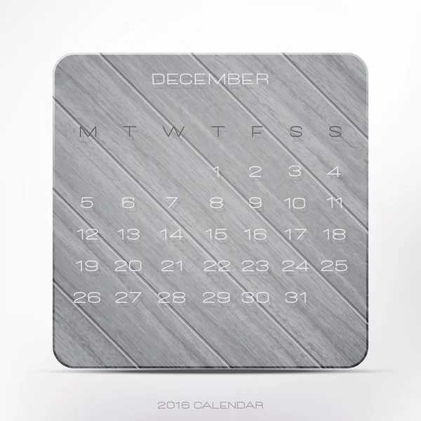 Elegant, 2016 års kalender över grå träram, isolerad på vit bakgrund. Vector December arrangör design — Stock vektor