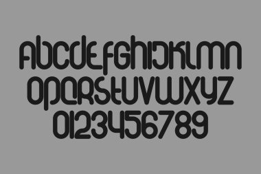 stilize, alfabe harf ve gri arka plan üzerinde izole sayı kümesi. vektör çağdaş, kalın yazı tipi