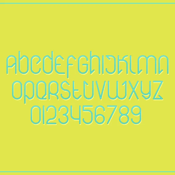 Set aus isolierten, trendigen Buchstaben und Zahlen des Alphabets. Vektor moderner Schriftart — Stockvektor