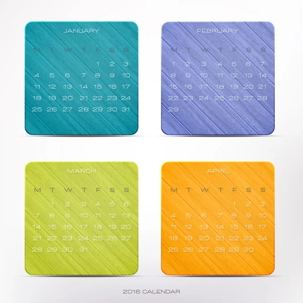 Conjunto de elegante, 2016 ano calendário ícones com moldura de madeira, isolado no fundo branco. emblemas vetoriais, design do organizador — Vetor de Stock