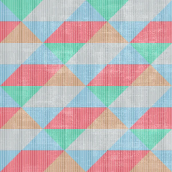Naadloze patroon met abstracte, geometrische, kleurrijke sieraad over oude papier textuur. vector retro achtergrondontwerp — Stockvector