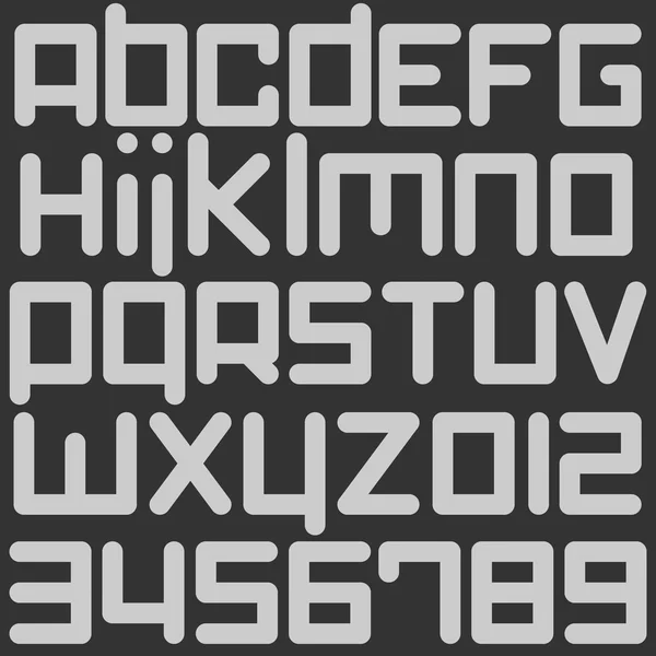 Conjunto de letras y números estilizados y alfabetos aislados sobre fondo gris. vector contemporáneo, negrita tipo de fuente — Archivo Imágenes Vectoriales