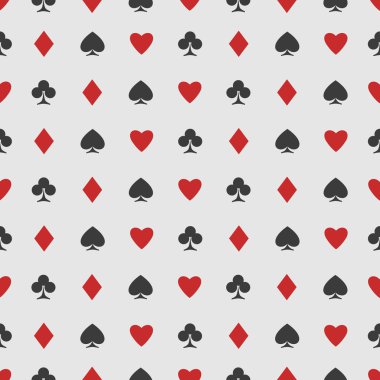 seamless modeli oyun kartı uygun beyaz. vektör arka plan tasarımı. Kupa, maça, karo ve sinek sembolü. Casino ve poker odaları duvar kağıdı