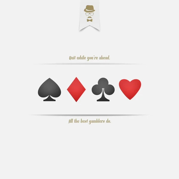 Набір костюмів ігрових карток ізольовано на білому тлі. векторний дизайн банера. Серця, піки, діаманти і клуби символ. концепція казино та блекджека — стоковий вектор