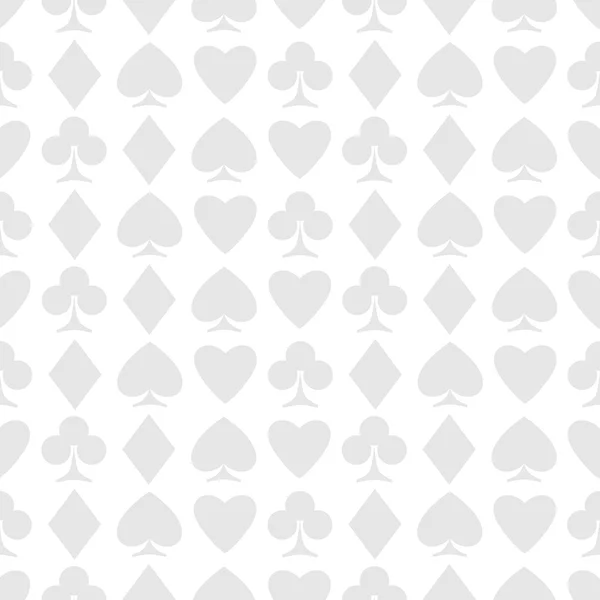 Χωρίς ραφή πρότυπο της παιγνιόχαρτο ταιριάζει σε λευκό. διάνυσμα φόντο σχεδιασμό. σύμβολο μπαστούνια, κούπες και μπαστούνια. καζίνο και πόκερ δωμάτια ταπετσαρία — Διανυσματικό Αρχείο