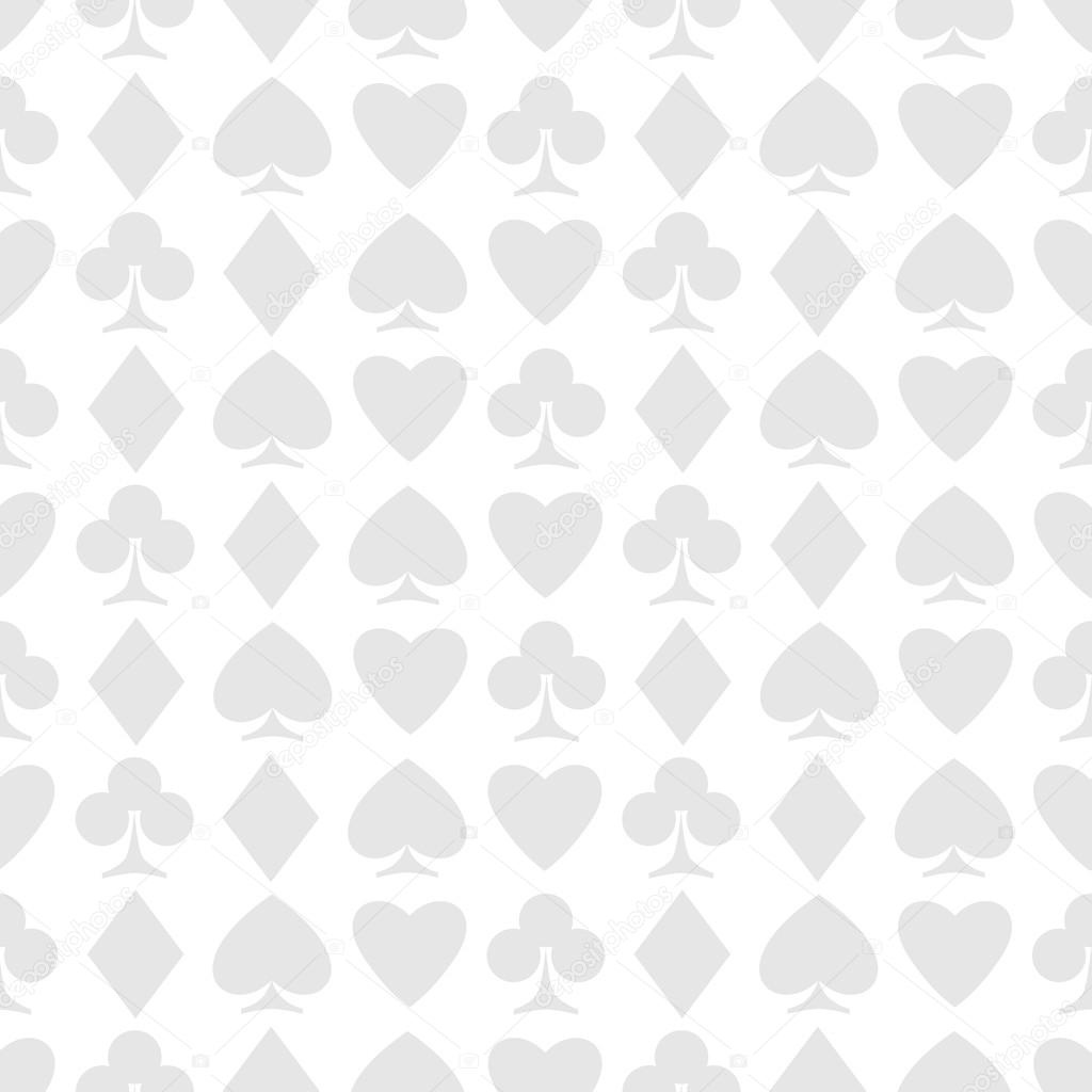 seamless pattern of playing card suits on white. vector background design. hearts, spades, diamonds and clubs symbol. casino and poker rooms wallpaper