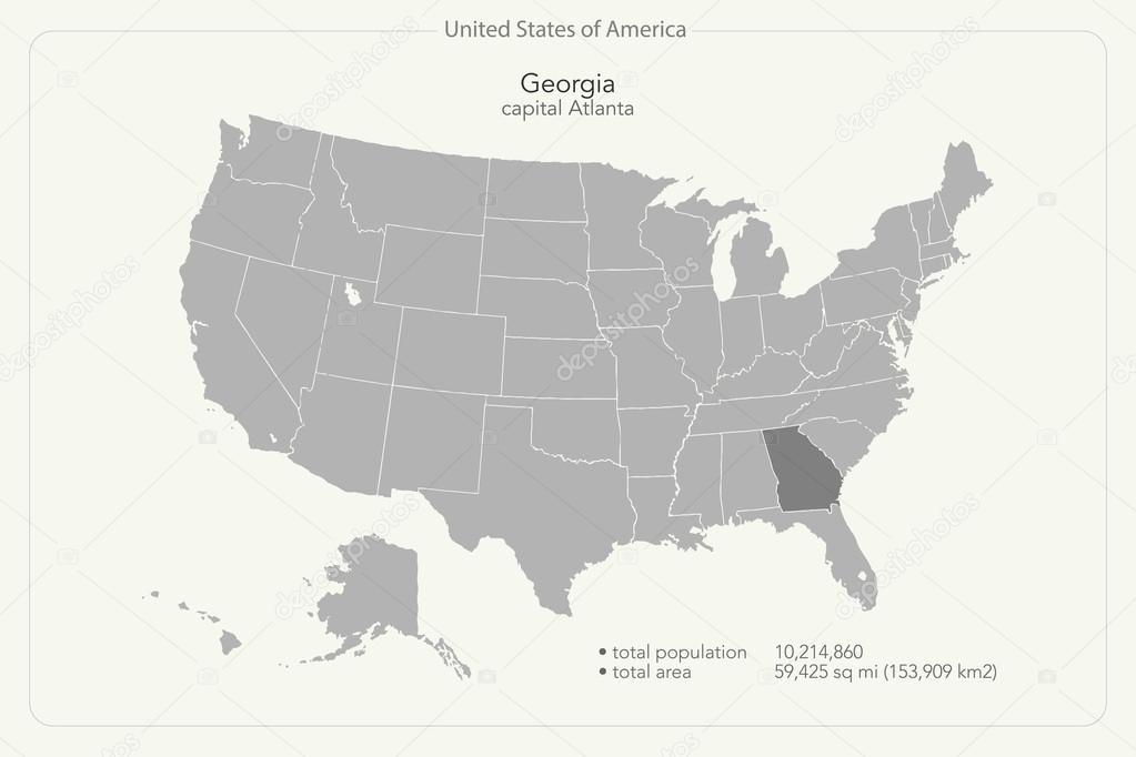 United States of America isolated map and Georgia state territory. vector USA political map. geographic banner design