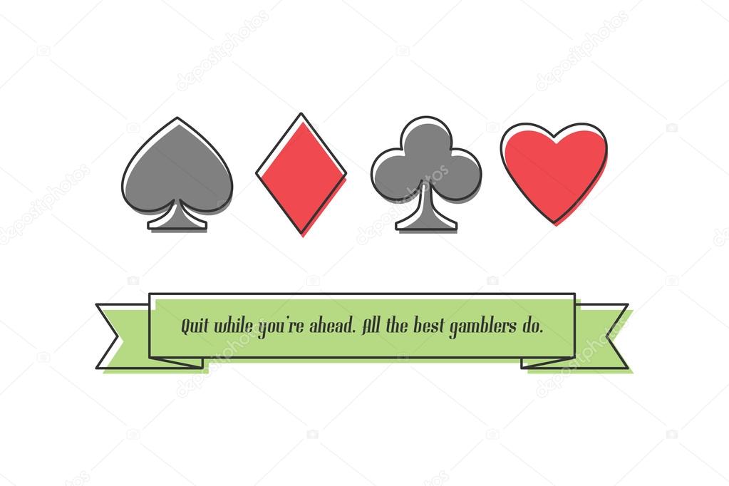 Set of thin line playing card suits isolated on white background. vector banner design. hearts, spades, diamonds and clubs symbol. casino and poker rooms icons. addiction concept