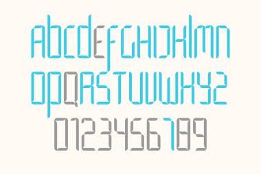 set of isolated high style alphabet letters and numerals. vector font type design. modern, commercial lettering icons. stylized logo symbol