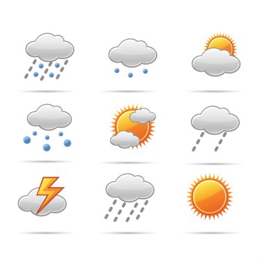 Meteoroloji Icons Set; Vektör çizim