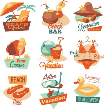 Retro beach Icon set