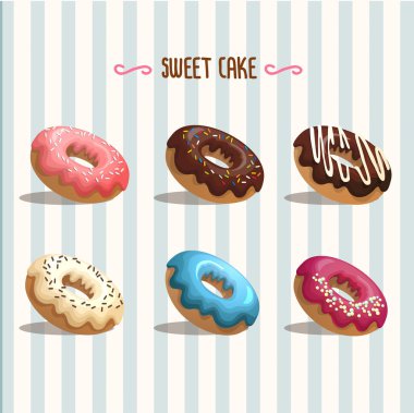 lezzetli donuts vektör kümesi