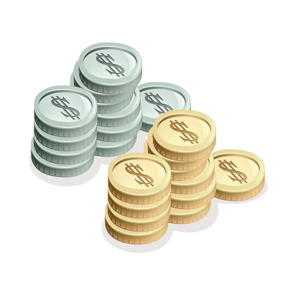 Monedas genéricas de plata, oro y cobre — Vector de stock