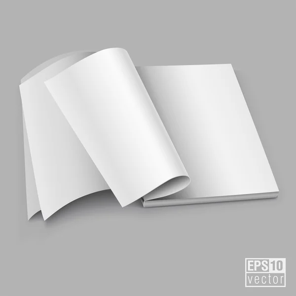 Propagación abierta del libro con ilustración vectorial de páginas blancas en blanco — Archivo Imágenes Vectoriales