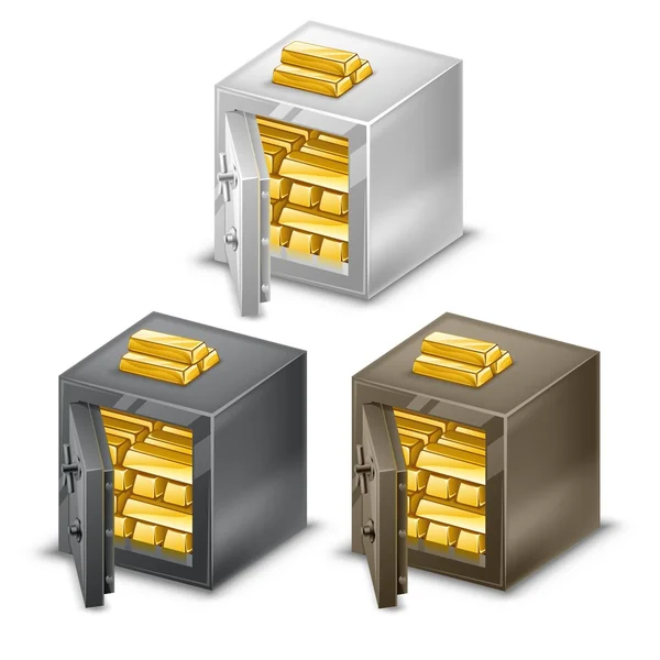 Safes with gold bars vector illustration — Stock Vector