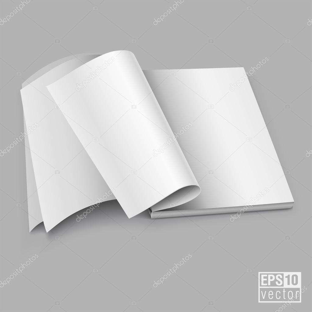 open spread of book with blank white pages vector illustration