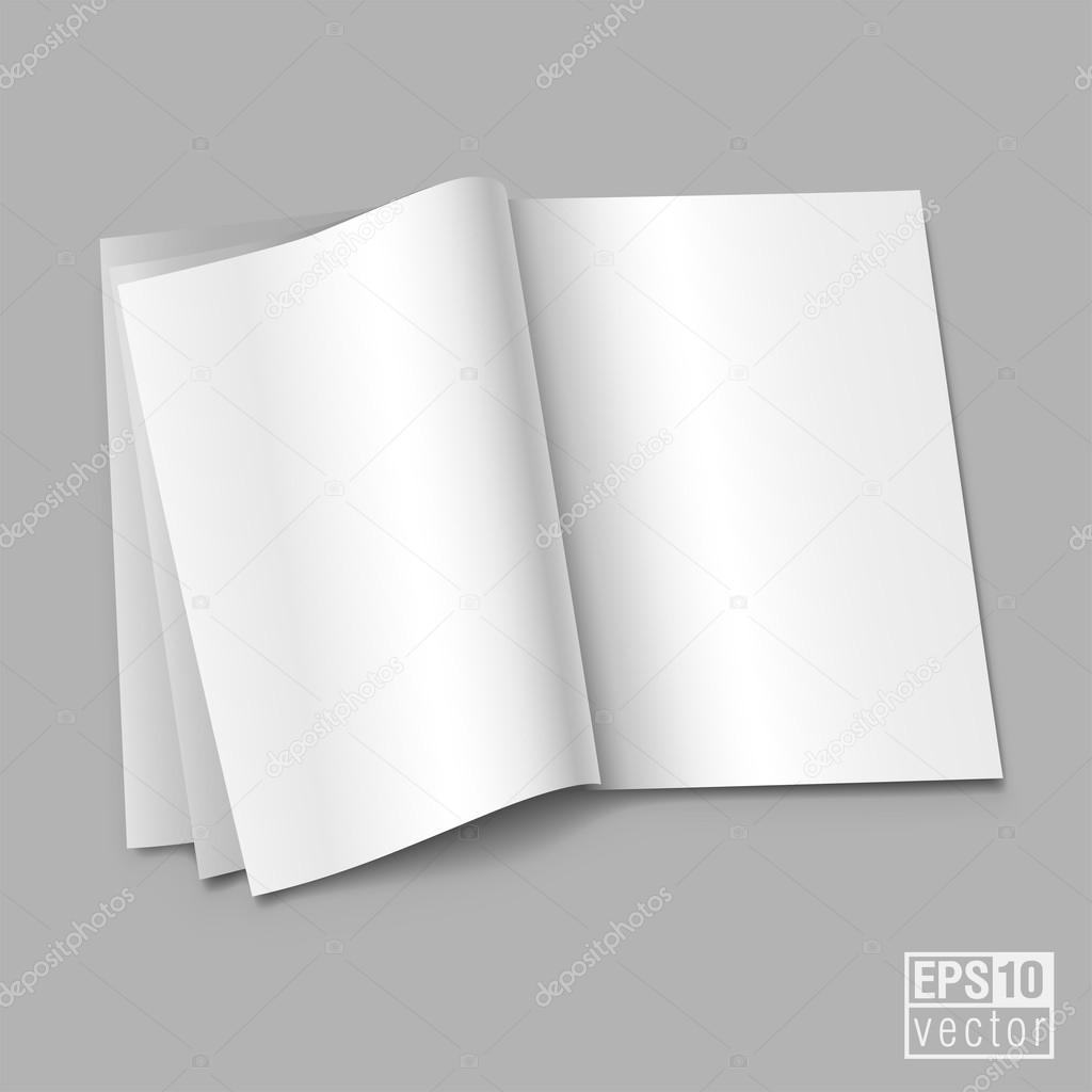 open spread of book with blank white pages vector illustration
