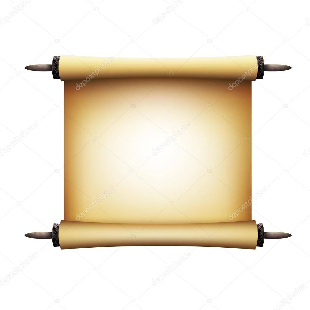 Illustration of scroll paper isolated over white background Stock