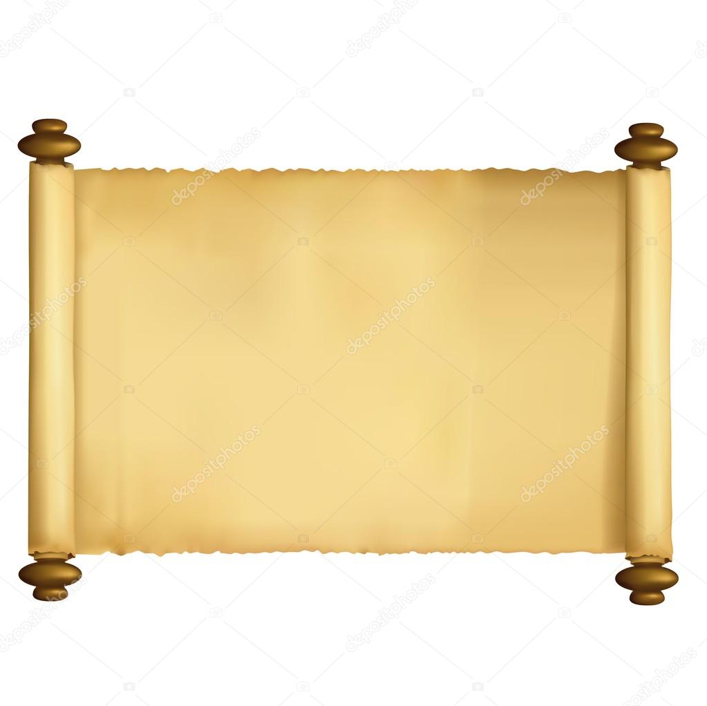 Illustration of scroll paper isolated over white background Stock