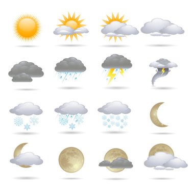 Meteoroloji Icons Set; Vektör çizim