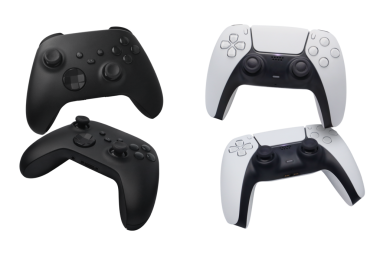 Siyah ve beyaz oyun denetleyicileri şeffaf arkaplan png üzerinde çift çubuk