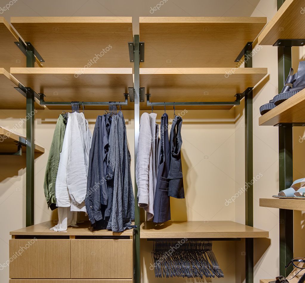 Inside Wooden Wardrobe Stock Photo C Bezikus 119108222