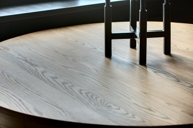 Wooden table with candlestick