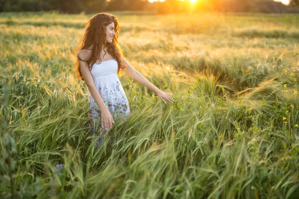 Chica en el campo de centeno —  Fotos de Stock