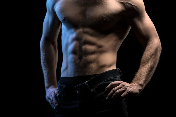 Portrait of handsome athlete topless at the studio — Stock Photo, Image