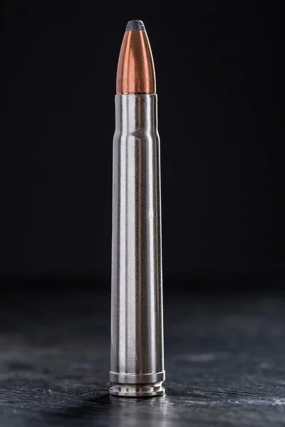 Un cartucho con bala de cobre y punta de plomo —  Fotos de Stock