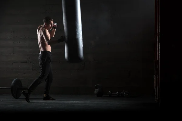 Young boxer in light weight with bare-chested — Stock Photo, Image