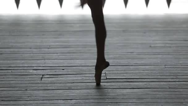 Видеозапись изящных танцевальных ног балерины — стоковое видео