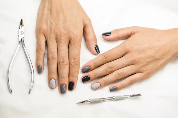 Beautiful manicure on hands of the girl — Stok fotoğraf